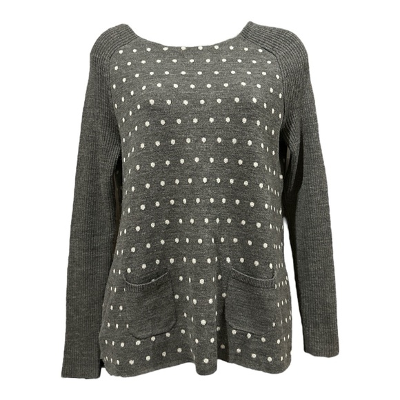 ANN TAYLOR LOFT Grey Polka Dot Sweater - Picture 1 of 3